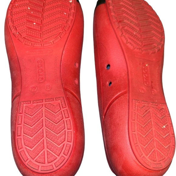 Crocs Cap Toe red/ black Ballet Flat Slip On Shoes Womens Size 8 - Picture 3 of 4
